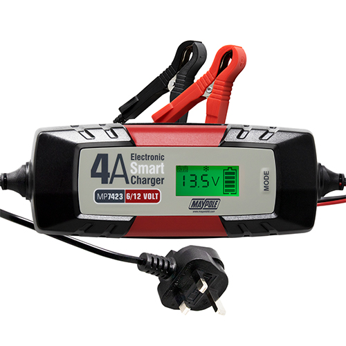 mains car battery charger charging flat car battery in cold